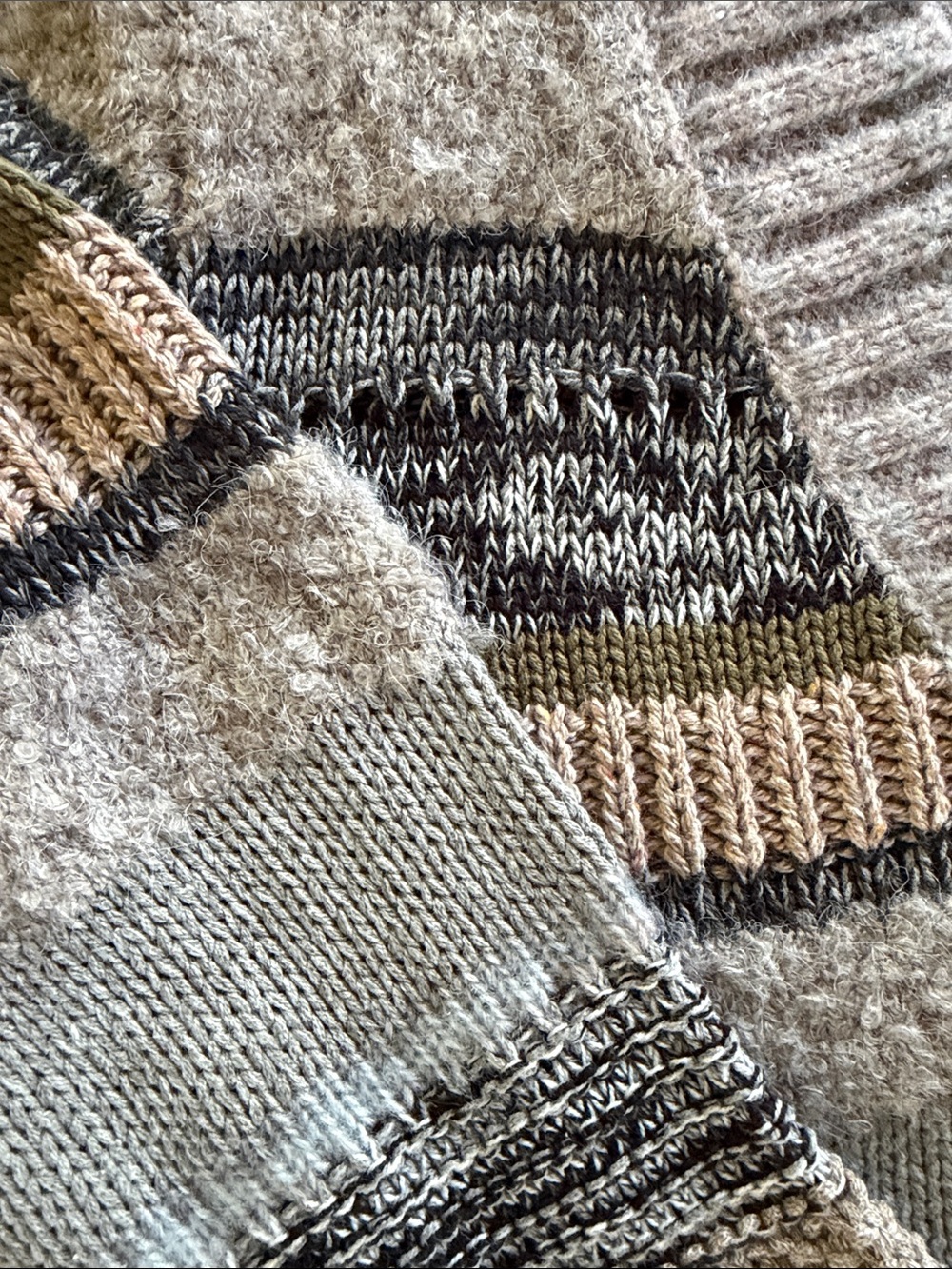Cabi boyfriend Striped Knit Button-Front Women's Cardigan Sweater - Cream & Gray - Picture 3 of 3